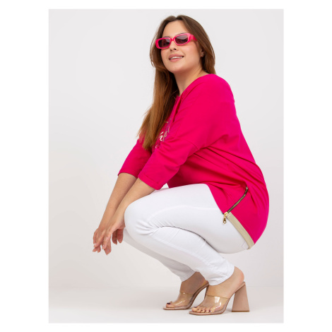 Fuchsia blouse of larger size for everyday wear with zippers