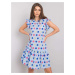 Women's blue floral dress with ruffle