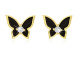 Náušnice v žltom 9K zlate - malý motýlik pokrytý čiernou glazúrou, číry zirkón