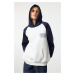 Trendyol Navy Blue Slogan Printed Color Block Oversize Thick Polar Fleece Knitted Sweatshirt