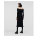 Šaty Karl Lagerfeld Folded Neckline Dress Čierna