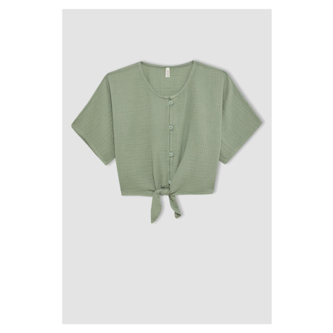 DEFACTO Girls' Short Sleeve Blouse