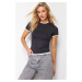 Trendyol Anthracite Viscose/Soft Fabric Color Block Stretchy Knitted T-Shirt