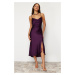 Trendyol Purple Lined Woven Satin Evening Dress