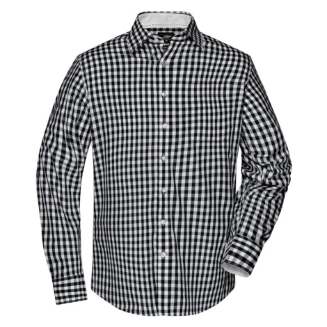 James & Nicholson Pánska kockovaná košeľa JN617 - Čierna / biela