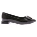 DGN 2801-23y Women's Pointed Toe Square Buckle Ballerinas Black Patent Leather