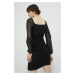 Šaty Hollister Co. čierna farba, mini, priliehavé
