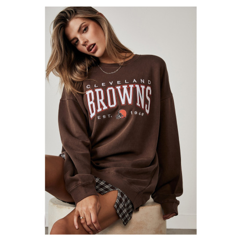 Madmext Mad Girls Women's Brown Printed Sweatshirt