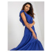Cobalt blue midi dress with ruffles on the sleeves