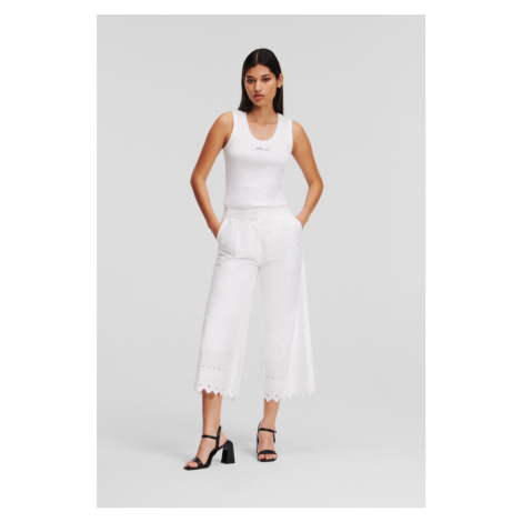 Nohavice Karl Lagerfeld Embroidered Pants White