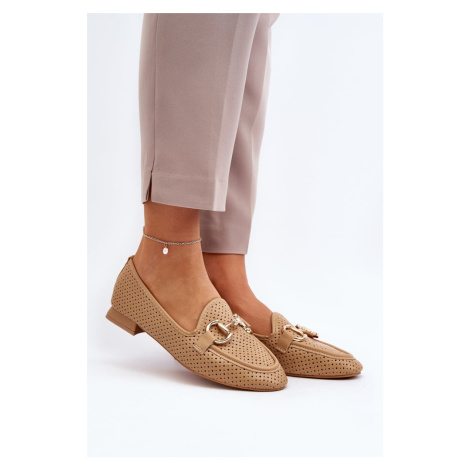 Women's flat-heeled loafers with Camel Iluvana embellishment
