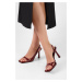 Shoeberry Women's Tobian Burgundy Patent Leather Heeled Shoes