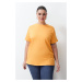 Trendyol Curve Orange Slit And Gathered Detail Boyfriend Knitted T-shirt