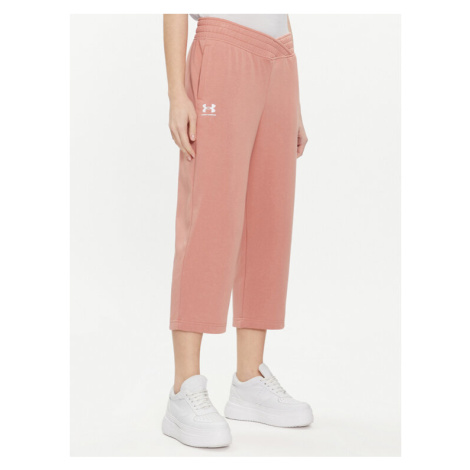 Under Armour Teplákové nohavice Ua Rival Terry Crop Wide Leg 1382737-696 Ružová Loose Fit