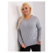 Grey melange blouse plus size with a neckline