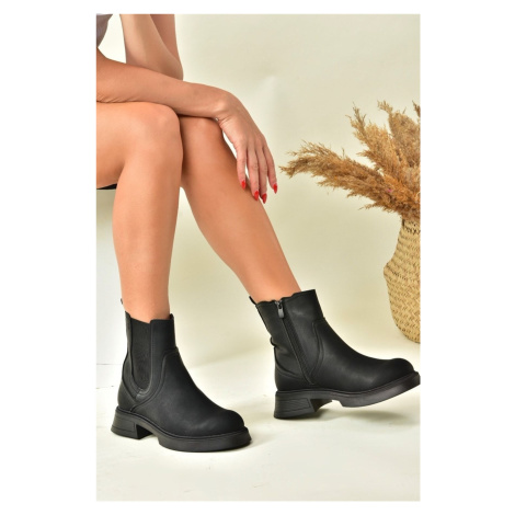 Fox Shoes Black Women's Low Heeled Daily Boots