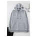 Trendyol Grey Basic Hooded Regular/Normal Cut Zippered Sweatshirt