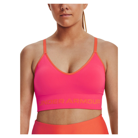 Tmavoružová dámska športová podprsenka Under Armour UA Seamless Low Long Rib