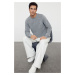 Trendyol Gray Slim Fit Crew Neck Textured Knitwear Sweater