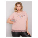 Powder pink cotton blouse of larger size with lace