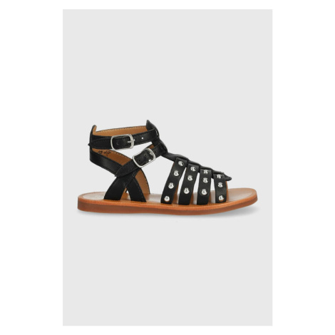 Detské kožené sandále Pom D'api čierna farba