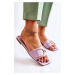 Dámske klasické kožené papuče s dekoráciou fialovej farby Shilla