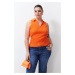 Trendyol Curve Orange Bodysuit Fine Knitwear Zippered Blouse