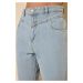 Trendyol Light Blue Stitch Detail Ripped High Waist Mom Jeans