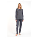 Women's pyjamas Oda long sleeves, long legs - graphite/graphite print