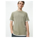Koton Crew Neck T-Shirt Fabric Detailed Short Sleeve Cotton