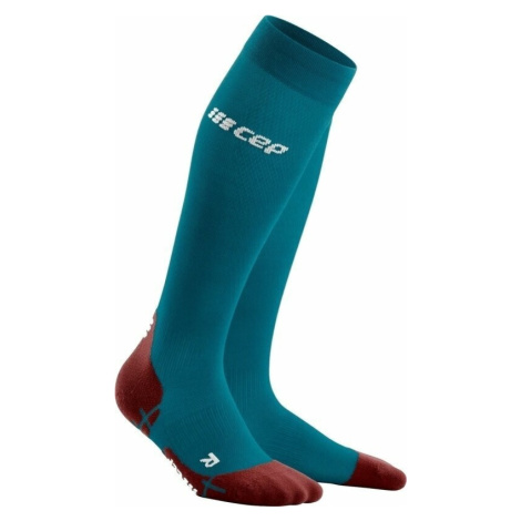 CEP WP209Y Compression Tall Socks Ultralight Petrol/Dark Red II Bežecké ponožky