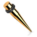 Oceľový 316L expander do ucha - zlatá farba, dve gumičky, PVD úprava - Hrúbka: 8 mm