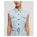 Šaty Karl Lagerfeld Faux Leather Dress Modrá