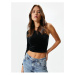 Koton Velvet One-Shoulder T-Shirt Crop