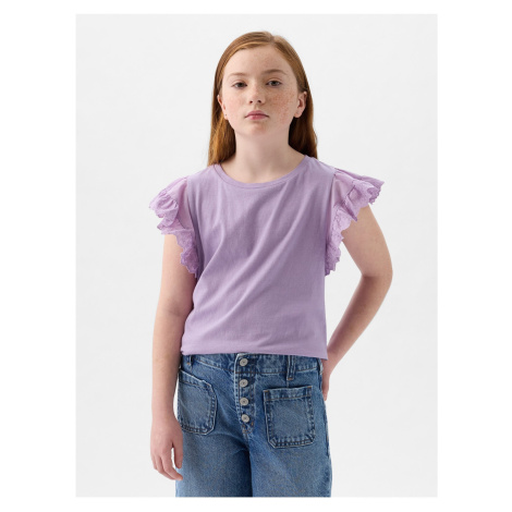 Fialové dievčenské tričko s volánmi GAP