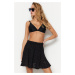 Trendyol Black Mini Weave and Ruffled Skirt