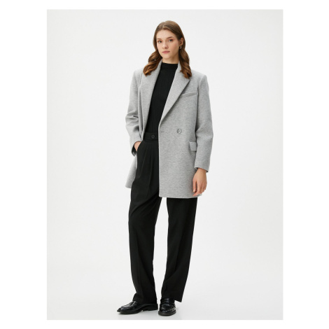 Koton Double Breasted Coat Buttoned Pocket Detail