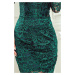 Dámské krajkové šaty v lahvově zelené barvě s dlouhými rukávy a s výstřihem model 14350899 XL - 