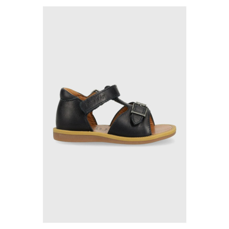 Detské kožené sandále Pom D'api tmavomodrá farba