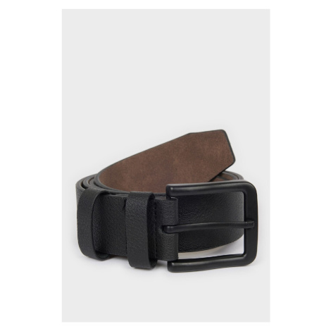 DEFACTO Men's Rectangular Buckle Faux Leather Casual Belt