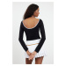 Trendyol Black Color Blocked Backless Fitted Knitted Blouse