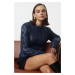 Trendyol Navy Blue Wide Pattern Foil Printed Knitwear Sweater