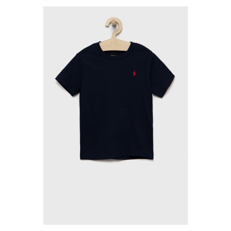 Detské bavlnené tričko Polo Ralph Lauren tmavomodrá farba, jednofarebný