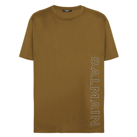 BALMAIN Aside Logo Khaki tričko