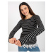 Black lady's striped blouse with lace