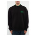 Trendyol Black Oversize/Wide Cut Polar Fleece/Warm Embroidered Stand Collar Sweatshirt