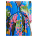 Modré dámske kvetované plážové šaty Desigual Top Tropical Party