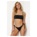 Trendyol Black Tied Silvery Regular Bikini Bottom