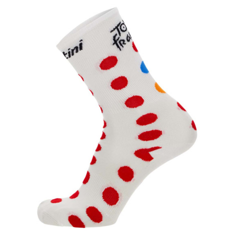SANTINI Cyklistické ponožky klasické - TOUR DE FRANCE 2023 - červená/biela