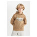 DEFACTO Boy Brown Regular Fit Hooded Pocket Thick Sweatshirt